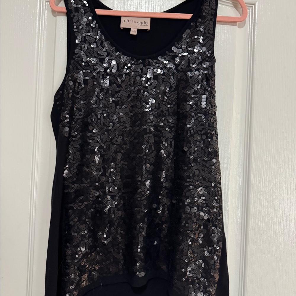 Philosophy Black Sequin Tank Top